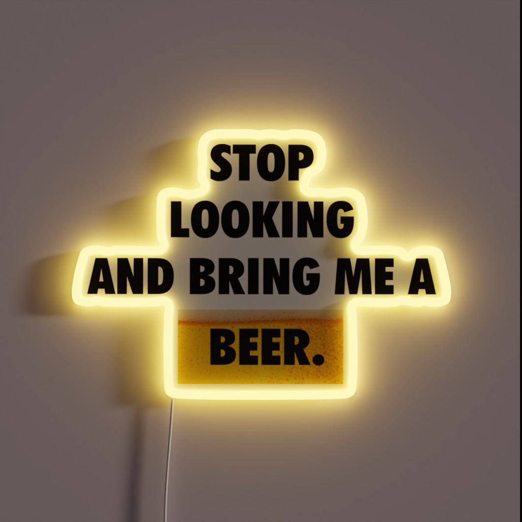 Attention bartender serve immediately RGB illuminated retro neon bar sign