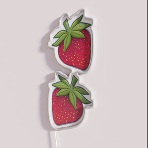 Vibrant Neon Strawberry Fruit Wall Decor with RGB Color Changing
