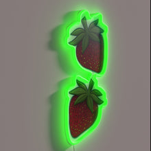 Charger l&#39;image dans la galerie, Vibrant RGB strawberry slice glowing in dark neon aesthetic decor.