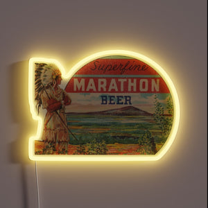 Retro RGB Neon Sign Featuring Defunct Marathon Beer Logo
