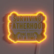 Charger l&#39;image dans la galerie, RGB Neon Sign Celebrating Fathers Survival Through Humor and Beer