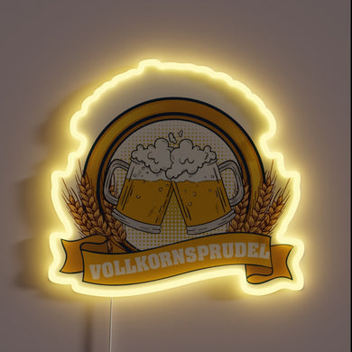 Vibrant, handcrafted Swabian whole grain prudel inspired neon art piece.