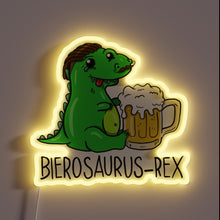 Charger l&#39;image dans la galerie, Neon Beer Sign Featuring Friendly T-Rex Dinosaur Character Design