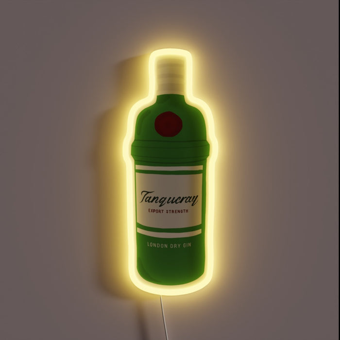 Tanqueray gin bottle turned into a glowing neon wall piece — bold, classy, and bar-ready.