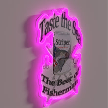 Charger l&#39;image dans la galerie, Add coastal vibes with this vibrant striped bass neon decor.