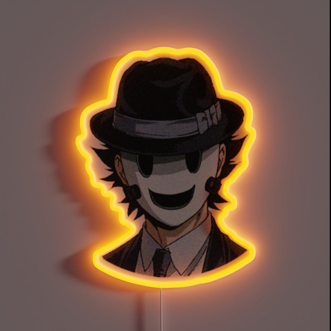 Vibrant Neon Sign Featuring Iconic Tenkuu Shinpan Characters in Colorful