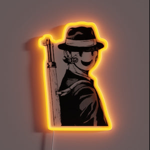 Colorful neon sign inspired by manga series Tenkuu Shinpan Invasion