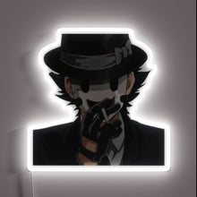 Charger l&#39;image dans la galerie, Glowing neon &quot;Tenkuu Shinpan&quot; sign advertises Sniper Mask&#39;s High Rise Invasion game.