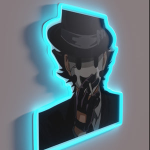 Neon glow adds vibrant effect to Tenkuu Shinpan-inspired sniper mask decoration.