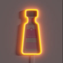 Charger l&#39;image dans la galerie, Vibrant neon tequila bottle sign with colorful RGB lighting accents.