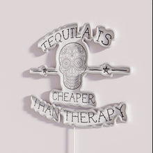 Charger l&#39;image dans la galerie, Whimsical Tequila is Cheaper than Therapy Neon Bar Decor Sign