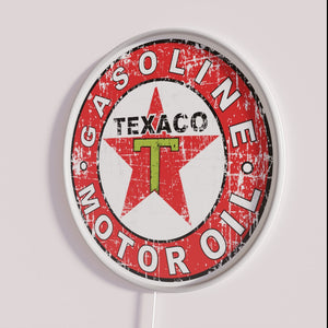 Retro Texaco Tea Company Sign with Distressed Scratched Neon Finish
