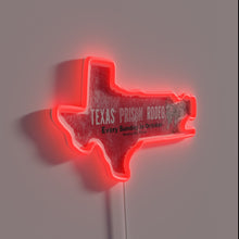 Charger l&#39;image dans la galerie, Vintage-style Texas Prison Rodeo logo with RGB neon lighting accents