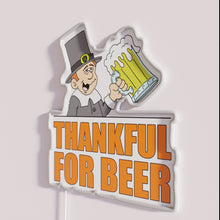 Charger l&#39;image dans la galerie, Thanksgiving themed funny pilgrim cartoon neon beer bar sign decor