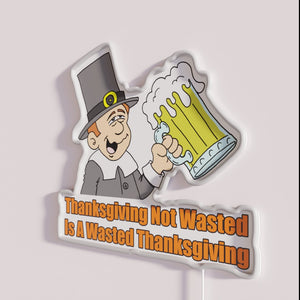 RGB Neon Sign for Funny Thanksgivng Pilgrim Beer Party Decoration