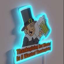 Charger l&#39;image dans la galerie, Colorful humorous Pilgrim beer celebration decoration with neon lettering.