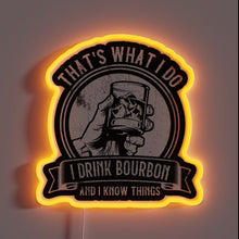 Charger l&#39;image dans la galerie, Neon Bar Sign Featuring &#39;Bourbon&#39; and &#39;I Know Things&#39; Message