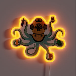 Octopus' love for craft beer celebrated in vibrant RGB lighting.