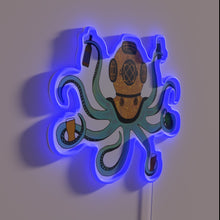 Charger l&#39;image dans la galerie, Vibrant RGB neon sign featuring an enthusiastic beer-loving octopus character.