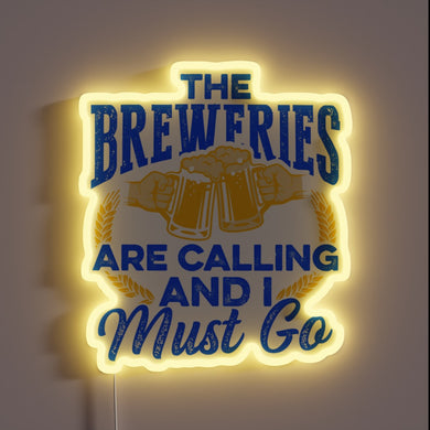 Indoor home brewery decor with colorful RBG beer brewing sign