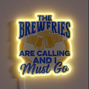 Indoor home brewery decor with colorful RBG beer brewing sign