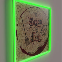 Charger l&#39;image dans la galerie, Add vintage charm with our &#39;The Broom and Fang&#39; pub sign.