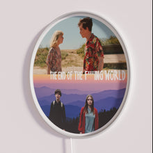 Charger l&#39;image dans la galerie, Neon sign art featuring apocalyptic &#39;The End of the World&#39; message.