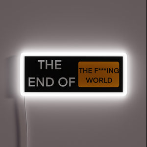 Apocalyptic Neon Sign with Glowing RGB End of Days Message