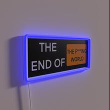Charger l&#39;image dans la galerie, Apocalyptic warning in fiery RGB neon LED signage style.