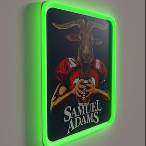 Vibrant RGB Neon Sign Featuring The Goat Sam Adams Logo