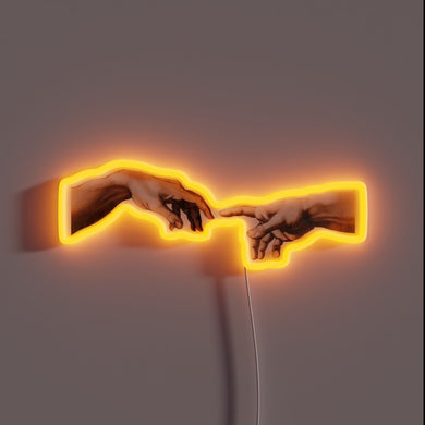 Eye-catching 'The Hand of God' sports-themed RGB LED neon sign.