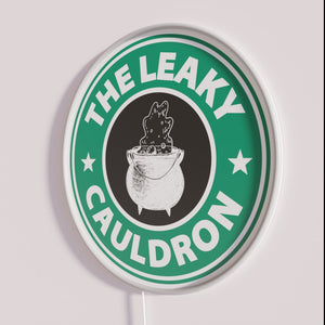 Magical vibrant colorful bar decor with THE LEAKY CAULDRON logo