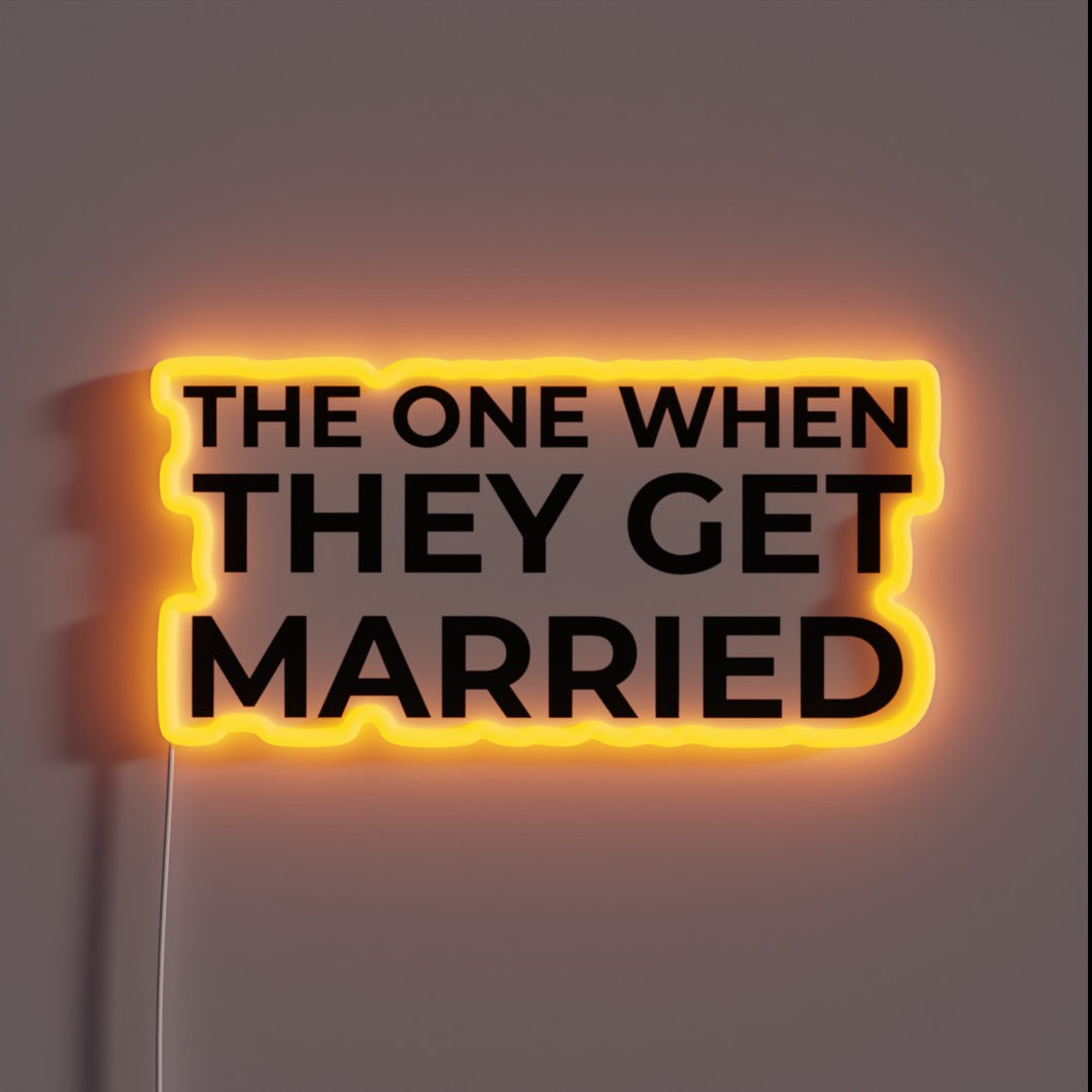 Iconic Neon Sign for Newlyweds: Black Lit Wedding Celebration Symbol