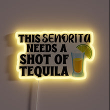 Charger l&#39;image dans la galerie, Vibrant Neon Sign Depicting Fiesty Seniorita&#39;s Tequila Lovers&#39; Dream