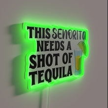 Charger l&#39;image dans la galerie, Vibrant RGB neon sign of a playful senorita tequila enthusiast