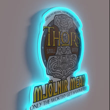 Charger l&#39;image dans la galerie, Legendary Marvel artwork featuring Thor&#39;s mighty hammer Mjolnir in glow