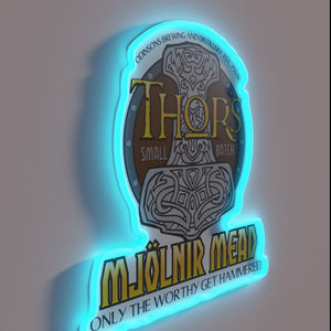 Legendary Marvel artwork featuring Thor's mighty hammer Mjolnir in glow