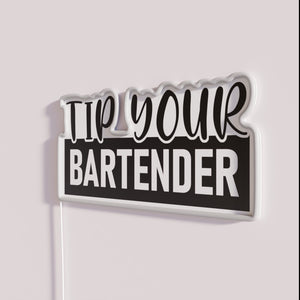 Neon bartending service sign with colorful RGB LED lighting effect