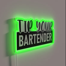 Charger l&#39;image dans la galerie, Modern bartending encouragement with vibrant neon RGB color display.