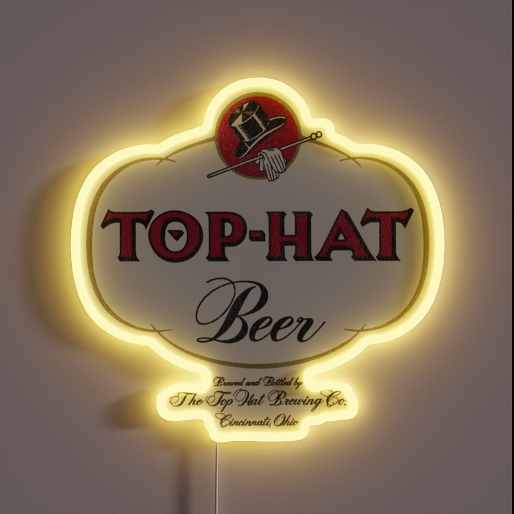 Vintage top hat beer sign featuring retro defunct breweriana logo