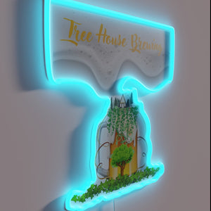 Neon Treehouse Sign Illuminates Your Home with Vibrant Colorful Accents