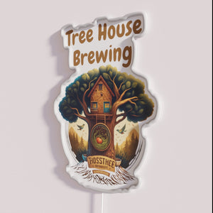 RGB Neon Bar Sign, Customizable Treehouse Brewery Wall Decorations Available