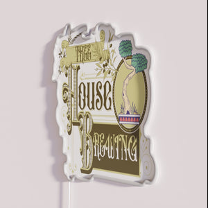 Vibrant RGB neon tree house brewery bar pub logo decoration