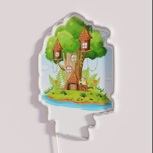 Neon RGB tree house bar pub sign for home decoration.