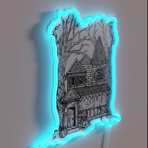 Neon lit tree house brewery ambiance in your home bar