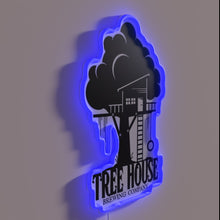 Charger l&#39;image dans la galerie, Vibrant RGB neon lighting for treehouse-inspired home brewery decor.