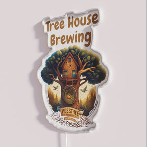 Neon Tree House Brewing Co. Sign with Color-Changing RGB Lighting Effects