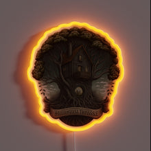 Charger l&#39;image dans la galerie, Cozy treehouse ambiance with vibrant RGB neon lighting accents&quot;.