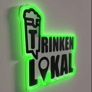 Neon Wall Sign: Trinken Lokal - Drink Local in Vibrant Colors