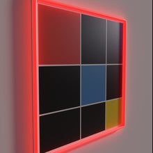 Charger l&#39;image dans la galerie, Vibrant RGB neon display showcasing intricate mathematical trinomial cube concept.
